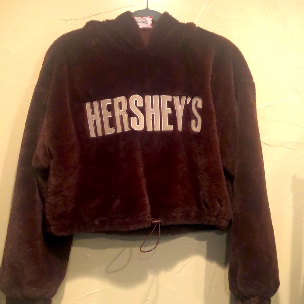 Cropped plush Hershey/Forever 21 collab hooded top